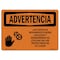 Signmission OSHA WARNING Sign, Moving Belts Can Crush Spanish, 24in X 18in Decal, 18" W, 24" L, Landscape OS-WS-D-1824-L-12685 - alternate 1